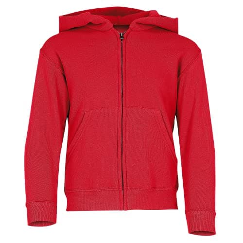 Image of Fruit of the Loom Unisex Baby Zip Front Classic Hooded Sweat, Red, 5-6 Years UK