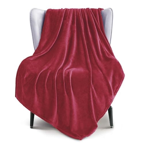 Image of Exclusivo Mezcla Extra Large Fleece Throw Blanket for Couch, Sofa, 300GSM Super Soft and Warm Blankets, Deep Red Throw All Season Use, Cozy, Plush, Lightweight, 127x178 CM