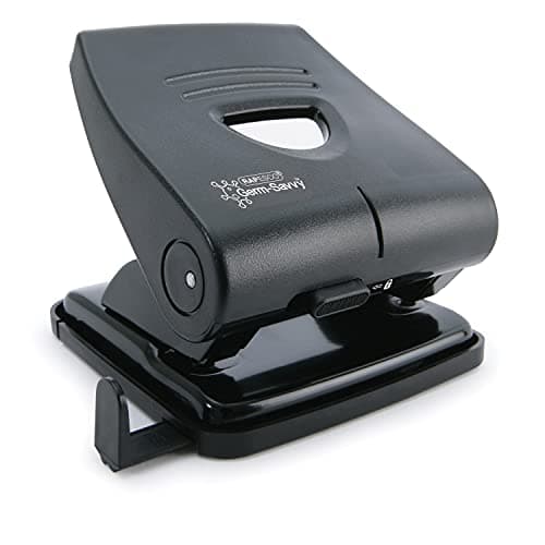 Image of Rapesco PF827PB2 Germ-Savvy Antibacterial, 827-P 2-Hole Punch, 30 Sheet Capacity, Black