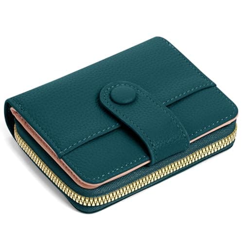 Image of Adiwo Women's Leather Wallet, Purses for Women Genuine Leather, Zipper Coin Pocket with Multiple Compartments, Minimalist Small Ladies Purse, Excellent Credit Card Holder with ID Window, Dark Blue