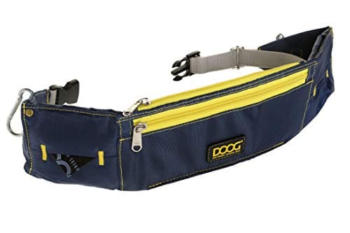 Image of DOOG - Walkie Belt, Navy/Yellow (WB01) Comfortable Fit Adjustable Dog Walking Belt - Large Zipper Pockets Phone, Keys, ID, Credit Card Easy to Clean Durable Canvas