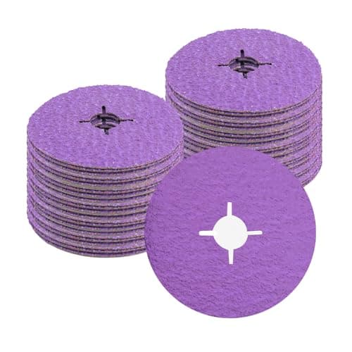 Image of Fastplus 115mm Fibre Discs Ceramic Resin Fiber Sanding Discs 80Grit High Performance Sanding and Grinding Discs for Angle Grinder, 25 Pack