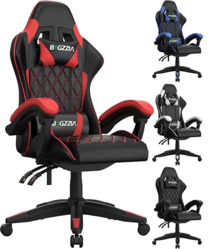 Image of Racingreat Gaming Chair, Office Chair, Computer Chair, Sturdy PC Swivel Chair, Ergonomic Design with Cushion and Reclining Backrest (Red)