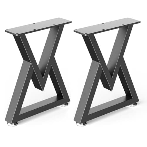 Image of YheenLf Heavy Duty Coffee Table Legs Set of 2, Industrial Metal DIY Furniture, Black Breakfast Bar Stand Bench Dining Desk Feet, Sturdy Stable, V-Type, 30×41.5cm