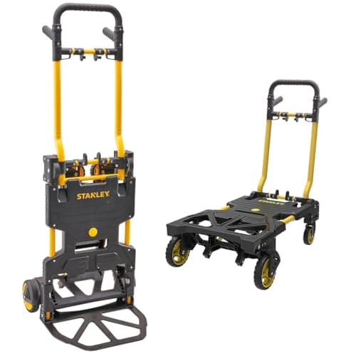 Image of STANLEY FT586 2-in-1 Folding Truck – Convertible Hand Truck & Platform Trolley, 80kg/137kg Capacity, Heavy Duty Steel, Compact Foldable for DIY & Professional Use