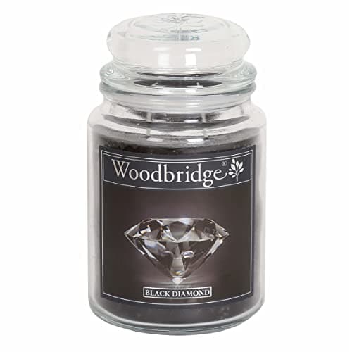 Image of Woodbridge Scented Candle in Glass with Lid | Black Diamond | Scented Candle Perfume | Candles Long Burning Time (130 Hours) | Large Scented Candle | Black Candles (565 g)