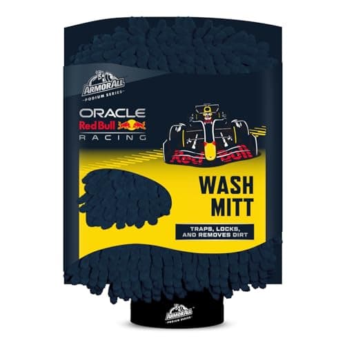 Image of Armor All Podium Series Car Wash Mitt Developed with Red Bull Racing, Chenille Microfibre Wash Mitt for Paint Safe Car Cleaning