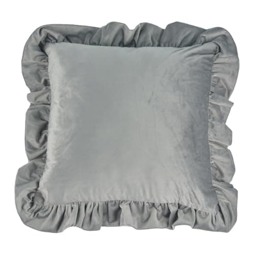 Image of Shurhome 17.7In / 19.7in Pillowcase Square Ruffled Pillow Shams Plush Fabric Wrinkles Resistant Zippered Sofa Bedroom Decoration Plush Fabric Pillow Case