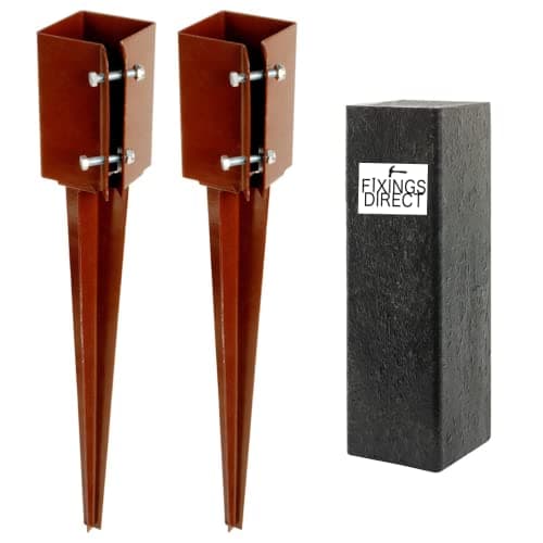 Image of [FIXINGS DIRECT®] 100mm (4") Industrial Fence Post Spike Support 750mm Long Drive Down Post Spike Kit (Includes Free Driving Tool) (2)