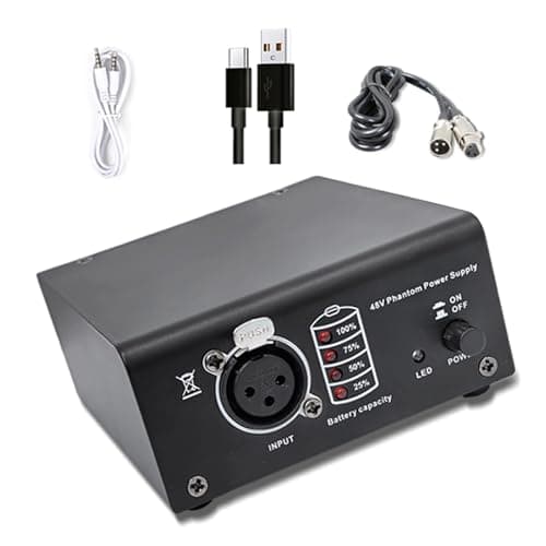 Image of Jazuaiao Powerful 48V Power Supply with 2M 3Pin Cable for Condenser Microphones Durability Portables Power Supply