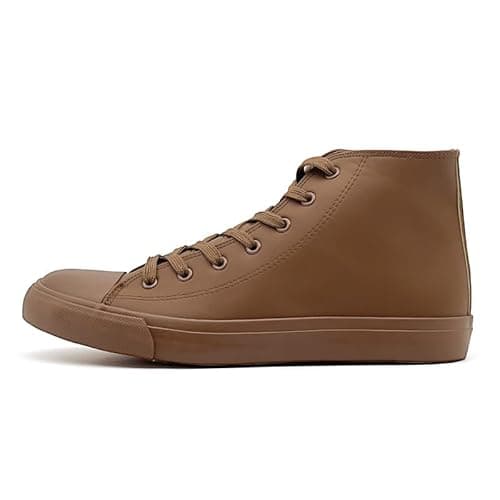 Image of Women's Fashion Trainers High Top Leather Sneakers Ladies Casual Lace Up Trainers Sports Running Walking Shoes Black Trainers for Women Men
