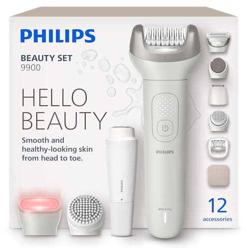 Image of Philips Beauty Set Series 9900 - All-in-One Set for Body, Face, Bikini and Feet, Cordless Epilator for Wet and Dry Use, Hair Removal, Body and Skincare, SkinLED, 12 Accessories, Model BRE749/00