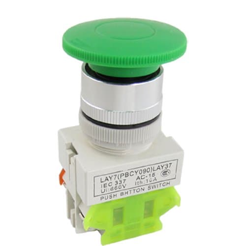 Image of Sourcingmap AC 660V 10A 40mm Green Mushroom Momentary Push Button Switch 1 NO NC