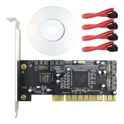 Image of POFET Pci SATA Card, 4-Port Hard Disk Expansion Card Cable Support RAID 0 RAID 1 RAID 5 RAID 0+1 mode Support JBOD with Connecting