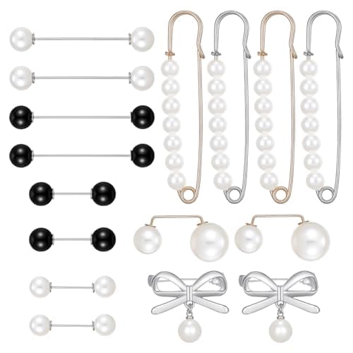 Image of Cobee 16 Pcs Pearl Brooch Pins Set, Decorative Safety Pins for Clothing Sweater Shawl Hat Clips Cardigan Collar Clips for Women Sweater Scarf Hat Dress Accessories
