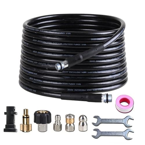 Image of 15M/50FT High Pressure Washer Drain Hose Cleaning Kit for Karcher K2 K3 K4 K5 K6 K7 Series & Bosch AQT, Drain Jetter for Pressure Washer Ideal for Drains,Patios,Driveways