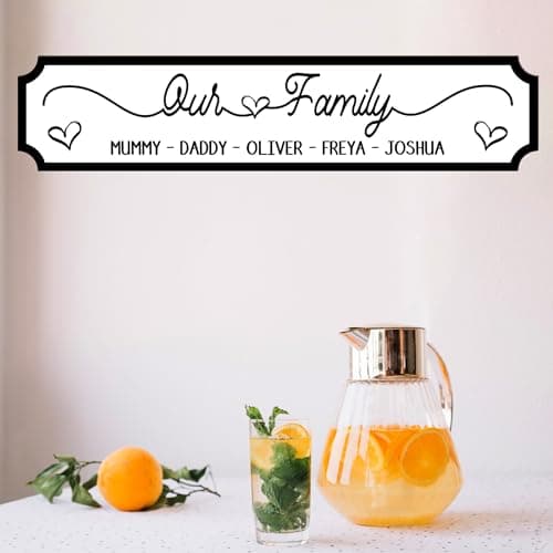 Image of Personalised Our Family Street Sign Plaque - Custom Own Names Family Wooden or Acrylic Wall Art Decoration Keepsake Home Décor