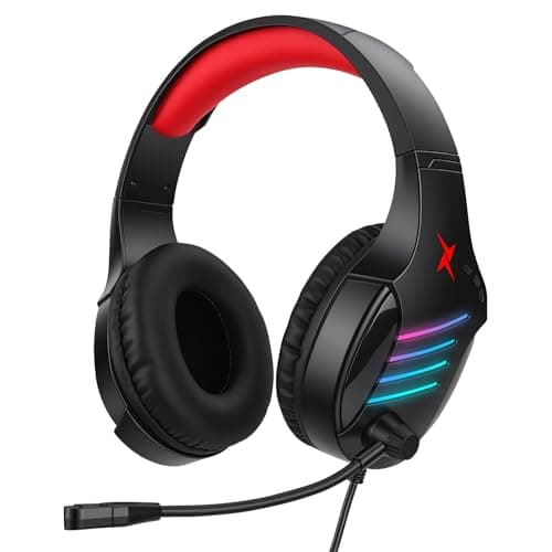 Image of XFIRE-GEAR Gaming Headset with Microphone for Pc, Xbox One Series X/s, Ps4, Ps5, Switch, Stereo Computer, Laptop, Mac, Nintendo Gamer (Black+Red)