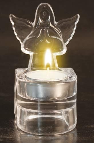 Image of 3D Guardian Angel Votive Candle Holder with Candle, 10cm Angel Glass Tealight Candle Holder for Table Centerpiece 8277