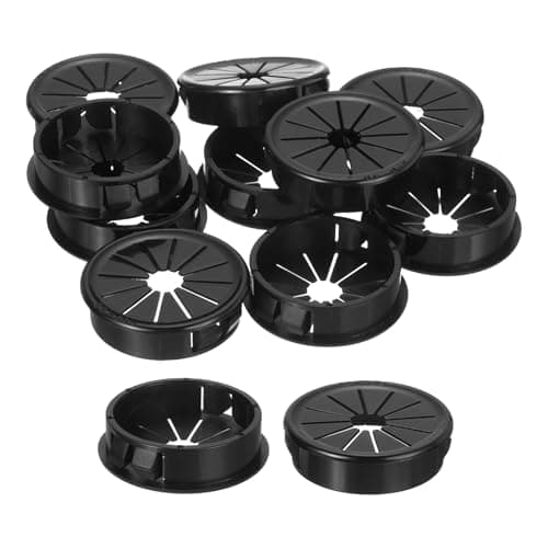 Image of sourcing map 10Pcs Cable Grommets, Snap Bushing Grommet for Holes with 1.5"(38mm) Mounting, Round Nylon Snap in Cable Desk Grommet for Cables and Cords Management, Black