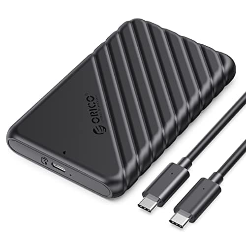 Image of ORICO USB C Hard Drive Enclosure with USB C to C Cable for 2.5 inch SATA SSD HDD 6Gbps External Hard Drive Case Tool-free with UASP for MacBook Pro Air,Black (25PW1C-C3)