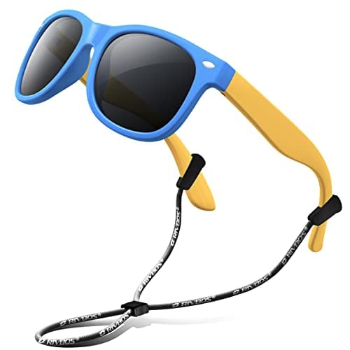 Image of RIVBOS Kids Sunglasses Polarized Rubber UV Protection with Glasses Strap for Boys Girls Baby and Children Age 3-10 RBK004-2