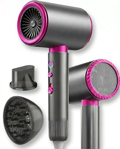 Image of TOCVEOE Professional Hair Dryer with Diffuser & Concentrator, 2200W High Speed Ionic Hairdryer for Women & Men, 3 Heat 2 Speed Settings with Cool Shot, Quiet Lightweight Travel Hair Dryer