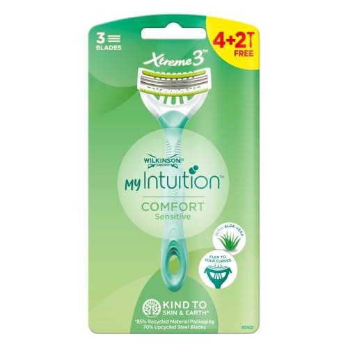 Image of WILKINSON SWORD - My Intuition Xtreme 3 for Women | Comfort Sensitive | Pack of 4 + 2 Extra Disposable Razors