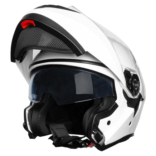 Image of Zorax ZOR-839 White M (57-58cm) Flip Up Double Visor Helmet Motorcycle Motorbike Helmet Road Legal ECE2206