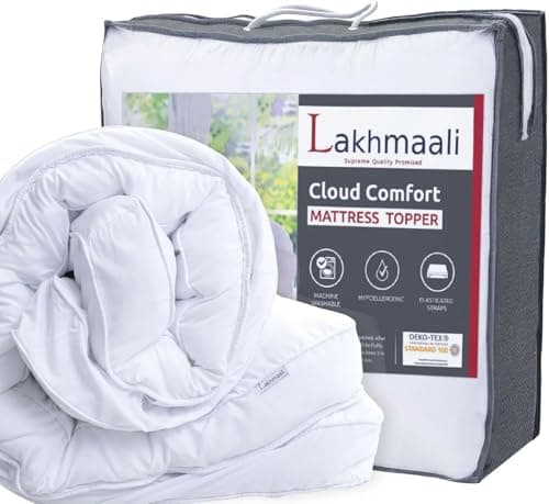 Image of Lakhmaali Super King Mattress Topper – Extra Thick Deep Filled Quilted Microfiber Topper – Ultra Soft and Breathable, Hypoallergenic Hotel Quality Comfort with Elasticated Corner Straps for Secure Fit