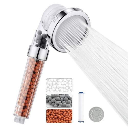 Image of Ibergrif High Pressure Shower Head with Filter, 3-Stage Shower Head Filter for Hard Water UK, Power Showerhead with 3 Modes, Water Saving Water Softener Shower Head (Extra Filter Included) M22025