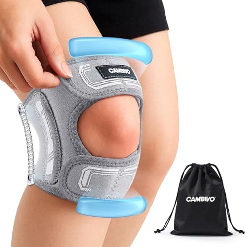 Image of CAMBIVO Patella Tendon Knee Strap with Double-Sided Spring Stabilizers and Gel Pad, Adjustable Knee Support for Women Men, Lightweight Knee Brace for Running, Workouts, Pain Relief