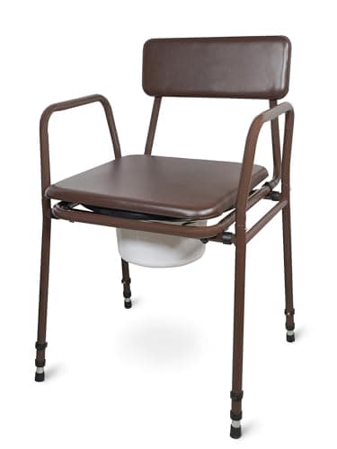 Image of Aidapt Bedside Commode.Height Adjustable,5 Litre Pail,Padded Back and Overseat,Sturdy,Durable,Bedroom,Living Area,Care Home,Elderly,Mobility,Toilet,Portable,Supplied Flat Packed Tool Free Assembly