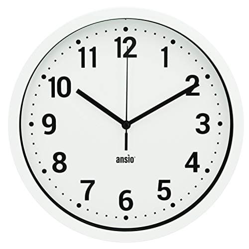 Image of ANSIO Wall Clocks 10 inch/25.4cm For Living Room Modern, Large Wall Clock Ideal for Bedrooms, Kitchen, Office, Bathroom - White Background and Black Numbers, Silent Wall Clock