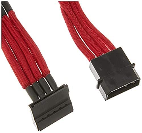 Image of Silverstone Tek Sleeved Extension Power Supply Cable with 1 x 4-Pin to 4 x SATA Connectors (PP07-BTSR)