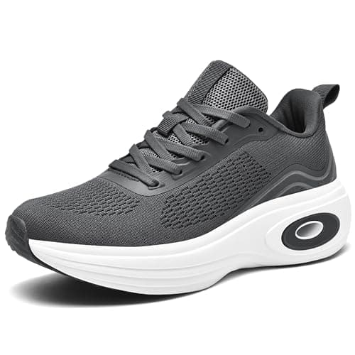 Image of Womens Trainers Lightweight Running Shoes Ladies Mesh Breathable Cushioned Walking Sneakers for Athletic Sports Tennis Jogging Gym Outdoor,Grey,6UK/39EU