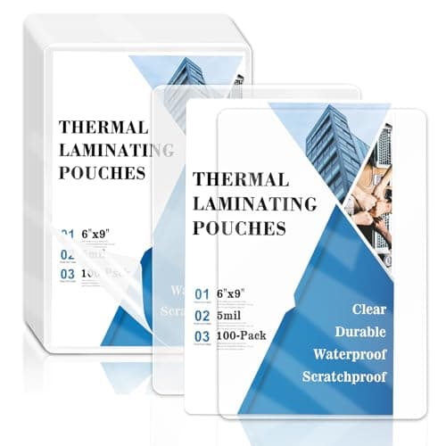 Image of 100 Pack Lamination Pouches 6" x 9" 5 mil Clear Index Card Laminating Pouches File Card Laminating Pouches Thermal Laminate Pouch Tags for Work Permits Pass Cards Student ID Cards