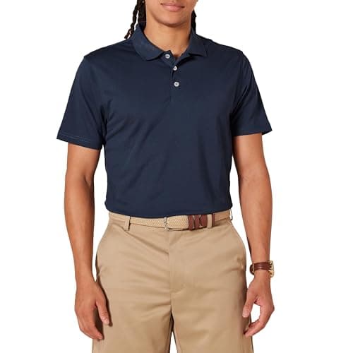 Image of Amazon Essentials Men's Golf Polo Shirt, Short Sleeve, Slim-Fit, Quick-Dry, Dark Navy, XXL