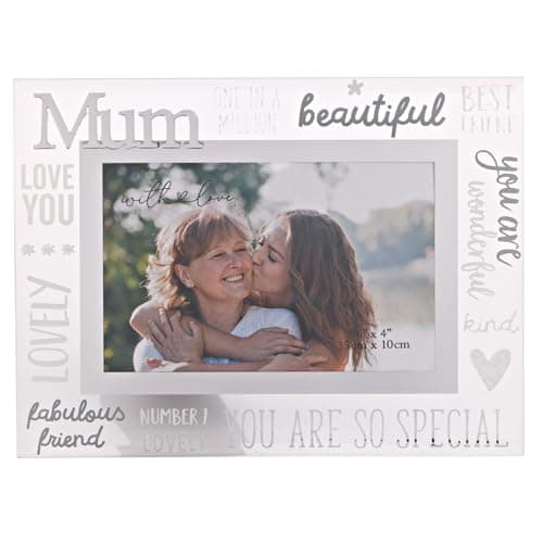 Image of With Love - Glass Picture Frame 3D - Mum - 6" x 4" - Horizontal Single Aperture Free-Standing Easel Back - Memories, Keepsake, Mum, Dad & Kids, Home Gifting & Homeware - H: 22 x W: 17cm.