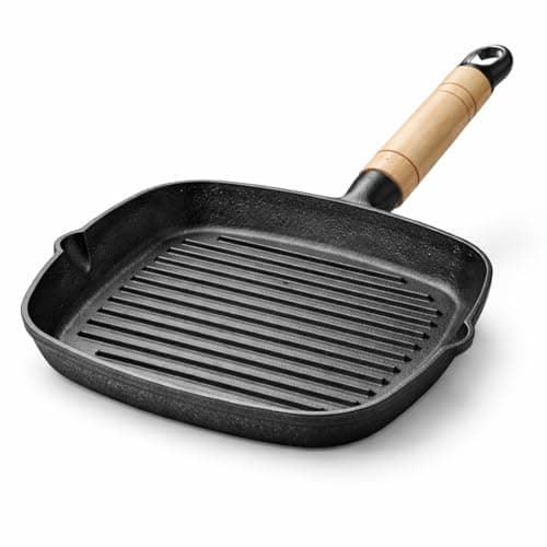 Image of Home Vista 24cm Nonstick Griddle Pan, Square Aluminum Grill Pan with Granite Coating, PFOA-Free, Perfect for Steak, BBQ & Indoor Cooking with Pour Spouts
