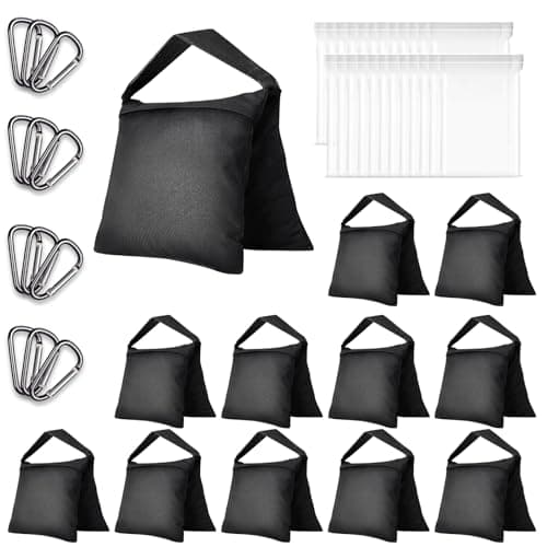 Image of EMART Heavy Duty Sandbag Photo Studio Weight Bag Saddlebag Design for Photography Light Stand Tripod, Outdoor Patio, Sports, Pop up Tent, Umbrella Base, Camping, Fishing Chair -(Black-12 Packs)