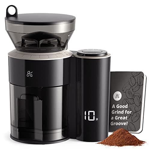 Image of Greater Goods Burr Coffee Grinder, A Precise Coffee Bean Grinder for Everything from Espresso to Cold Brew, Built in Coffee Scale for a More Consistent Grind (Onyx Black), Designed in St. Louis