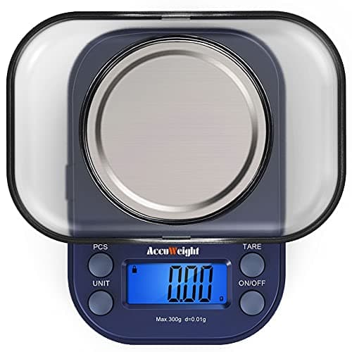 Image of ACCUWEIGHT Blue 300g LCD Mini Precision Scale, Stainless Steel, 0.01g, Multifunctional, Portable, Auto Shut Off, Kitchen, Jewelry, Gold, Coins, Chemistry Lab