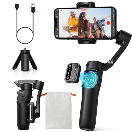 Image of hohem iSteady X3 SE Gimbal Stabilizer for iPhone, 3-Axis Phone Gimbal, Detachable Remote Control, Portable and Foldable, Gimbal for iPhone 16,15 &Android, Gimbal for Youtube Vlog TikTok, Black