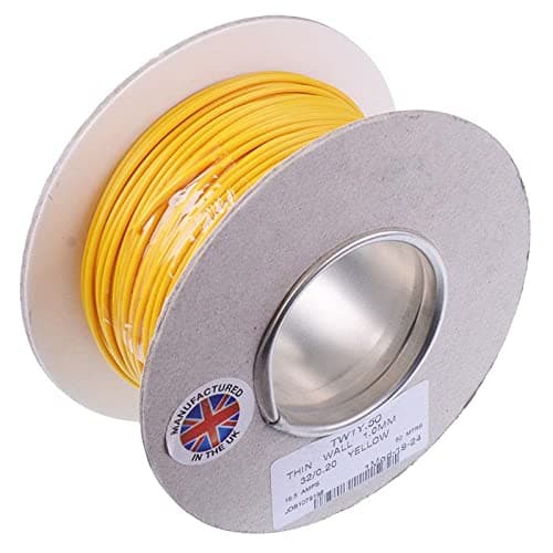 Image of Yellow 1mm Thin Wall Cable 32/0.2mm 50M Reel 16.5A PVC Automotive Wire Reel