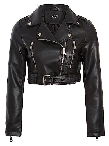 Image of SS7 Womens Faux Leather Cropped Biker Jacket Black