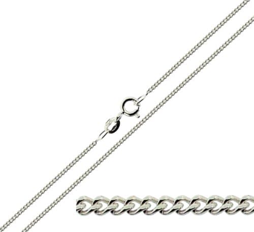 Image of Christopher James of London CJoL - Solid 9ct White Gold 16" (41cm) 1.3mm Wide Diamond Cut Curb Chain In Gift Box - 2.2g