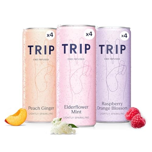 Image of TRIP CBD Drink, Sparkling Mixed Pack Fizzy Drink, Low Calorie, Vegan (Pack of 12 x 250ml)