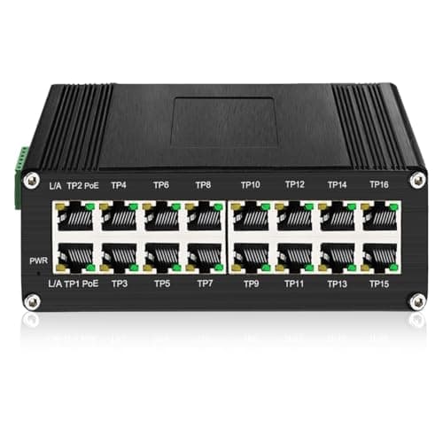 Image of 16-Port PoE Ethernet Switch 10/100/1000Mbps, Full Gigabit Port Support IEEE802.3at PoE(30W per Port),48–57VDC Power Input, DIN-Rail Mount