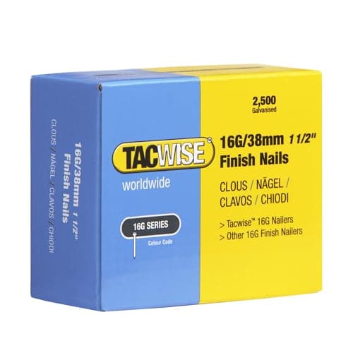 Image of Tacwise 0296 Type 16G / 38 mm Galvanised Finish Nails, Pack of 2500